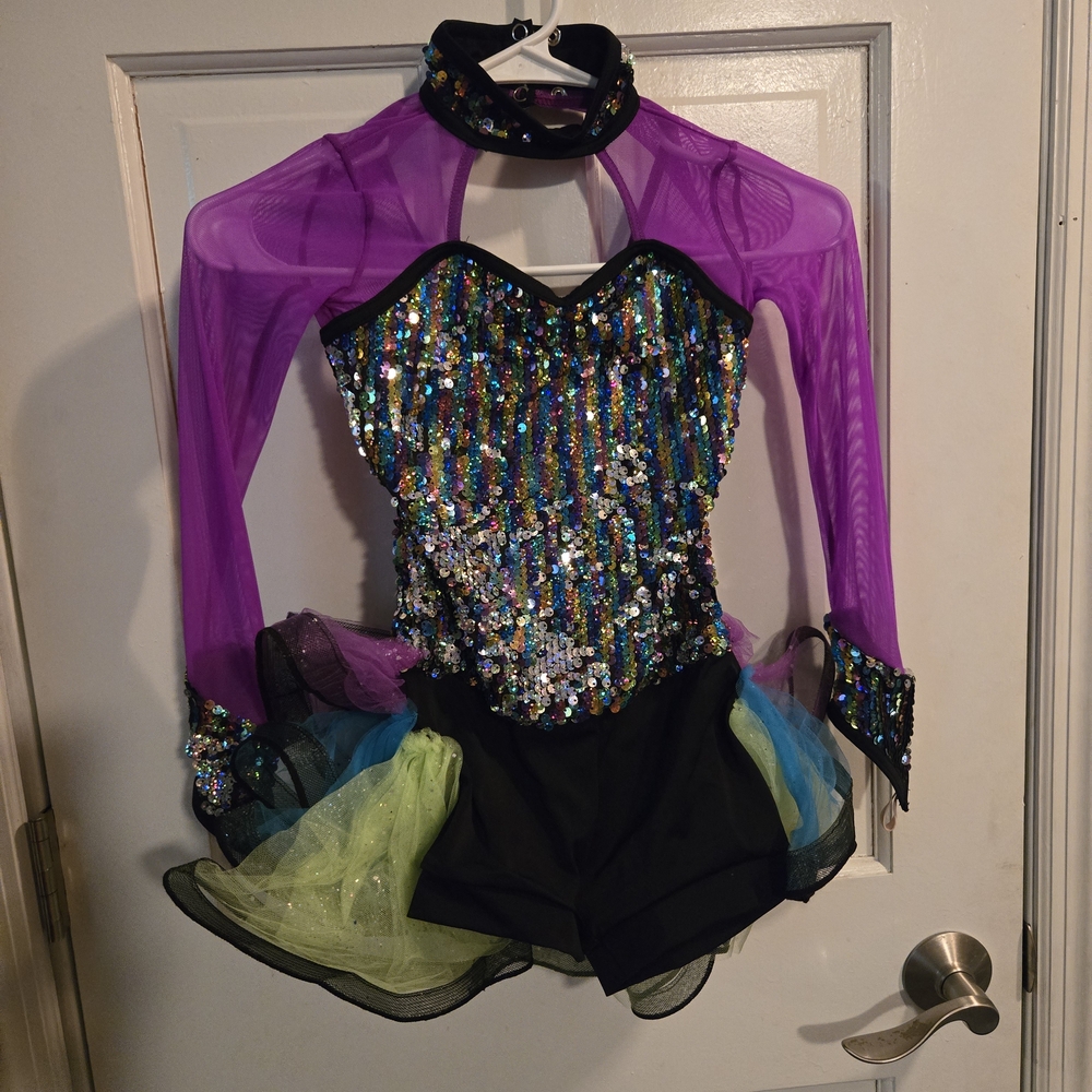 Weissman Purple and Black Sequin Kids Dance Costume
